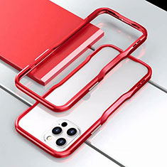 Coque Bumper Luxe Aluminum Metal Etui T03 pour Apple iPhone 12 Pro Max Rouge