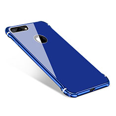 Coque Bumper Luxe Aluminum Metal Miroir Housse Etui M01 pour Apple iPhone 8 Plus Bleu