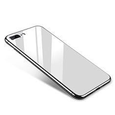 Coque Bumper Luxe Aluminum Metal Miroir Housse Etui pour Apple iPhone 8 Plus Blanc
