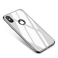 Coque Bumper Luxe Aluminum Metal Miroir Housse Etui pour Apple iPhone X Blanc