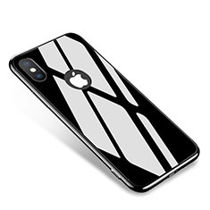 Coque Bumper Luxe Aluminum Metal Miroir Housse Etui pour Apple iPhone X Noir