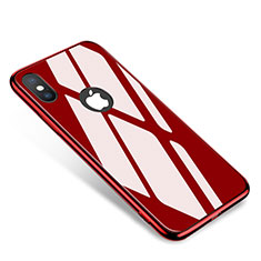 Coque Bumper Luxe Aluminum Metal Miroir Housse Etui pour Apple iPhone X Rouge