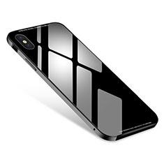 Coque Bumper Luxe Aluminum Metal Miroir Housse Etui S01 pour Apple iPhone X Noir