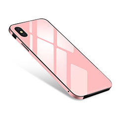 Coque Bumper Luxe Aluminum Metal Miroir Housse Etui S01 pour Apple iPhone Xs Max Rose