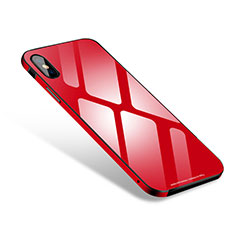 Coque Bumper Luxe Aluminum Metal Miroir Housse Etui S01 pour Apple iPhone Xs Max Rouge