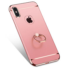 Coque Bumper Luxe Metal et Plastique avec Support Bague Anneau F02 pour Apple iPhone Xs Or Rose