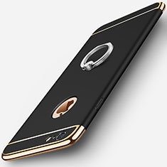 Coque Bumper Luxe Metal et Plastique avec Support Bague Anneau pour Apple iPhone 6 Noir