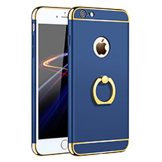 Coque Bumper Luxe Metal et Plastique avec Support Bague Anneau pour Apple iPhone 6 Plus Bleu
