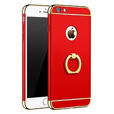 Coque Bumper Luxe Metal et Plastique avec Support Bague Anneau pour Apple iPhone 6 Plus Rouge
