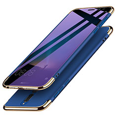 Coque Bumper Luxe Metal et Plastique avec Support Bague Anneau pour Huawei Rhone Bleu