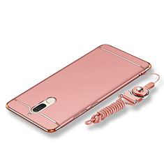 Coque Bumper Luxe Metal et Plastique Etui Housse avec Laniere pour Huawei G10 Or Rose