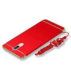 Coque Bumper Luxe Metal et Plastique Etui Housse avec Laniere pour Huawei G10 Rouge