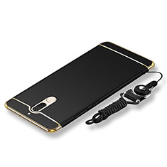 Coque Bumper Luxe Metal et Plastique Etui Housse avec Laniere pour Huawei Mate 10 Lite Noir