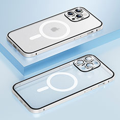 Coque Bumper Luxe Metal et Plastique Etui Housse avec Mag-Safe Magnetic Magnetique Bling-Bling LF1 pour Apple iPhone 13 Pro Argent