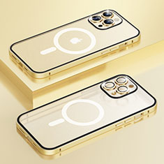 Coque Bumper Luxe Metal et Plastique Etui Housse avec Mag-Safe Magnetic Magnetique Bling-Bling LF1 pour Apple iPhone 13 Pro Max Or