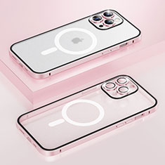 Coque Bumper Luxe Metal et Plastique Etui Housse avec Mag-Safe Magnetic Magnetique Bling-Bling LF1 pour Apple iPhone 13 Pro Max Or Rose