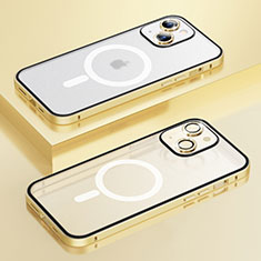 Coque Bumper Luxe Metal et Plastique Etui Housse avec Mag-Safe Magnetic Magnetique Bling-Bling LF1 pour Apple iPhone 14 Or