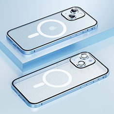 Coque Bumper Luxe Metal et Plastique Etui Housse avec Mag-Safe Magnetic Magnetique Bling-Bling LF1 pour Apple iPhone 15 Bleu