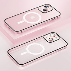 Coque Bumper Luxe Metal et Plastique Etui Housse avec Mag-Safe Magnetic Magnetique Bling-Bling LF1 pour Apple iPhone 15 Or Rose