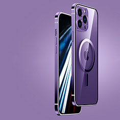 Coque Bumper Luxe Metal et Plastique Etui Housse avec Mag-Safe Magnetic Magnetique JB1 pour Apple iPhone 13 Pro Max Violet