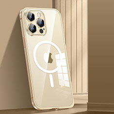Coque Bumper Luxe Metal et Plastique Etui Housse avec Mag-Safe Magnetic Magnetique JL1 pour Apple iPhone 13 Pro Max Or