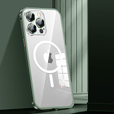 Coque Bumper Luxe Metal et Plastique Etui Housse avec Mag-Safe Magnetic Magnetique JL1 pour Apple iPhone 13 Pro Vert