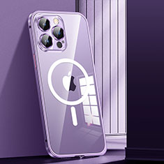 Coque Bumper Luxe Metal et Plastique Etui Housse avec Mag-Safe Magnetic Magnetique JL1 pour Apple iPhone 13 Pro Violet