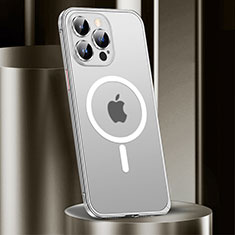 Coque Bumper Luxe Metal et Plastique Etui Housse avec Mag-Safe Magnetic Magnetique JL2 pour Apple iPhone 13 Pro Argent