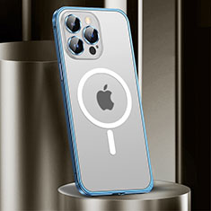Coque Bumper Luxe Metal et Plastique Etui Housse avec Mag-Safe Magnetic Magnetique JL2 pour Apple iPhone 13 Pro Bleu