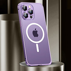 Coque Bumper Luxe Metal et Plastique Etui Housse avec Mag-Safe Magnetic Magnetique JL2 pour Apple iPhone 13 Pro Violet