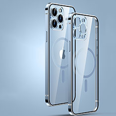 Coque Bumper Luxe Metal et Plastique Etui Housse avec Mag-Safe Magnetic Magnetique JL3 pour Apple iPhone 14 Pro Bleu