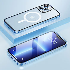 Coque Bumper Luxe Metal et Plastique Etui Housse avec Mag-Safe Magnetic Magnetique LF1 pour Apple iPhone 13 Pro Bleu