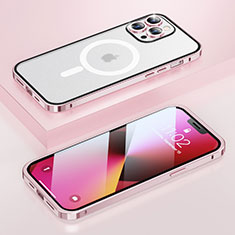 Coque Bumper Luxe Metal et Plastique Etui Housse avec Mag-Safe Magnetic Magnetique LF1 pour Apple iPhone 13 Pro Or Rose