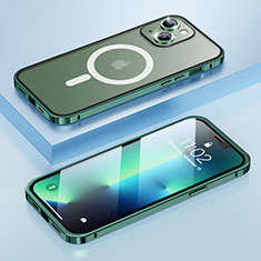 Coque Bumper Luxe Metal et Plastique Etui Housse avec Mag-Safe Magnetic Magnetique LF1 pour Apple iPhone 13 Vert