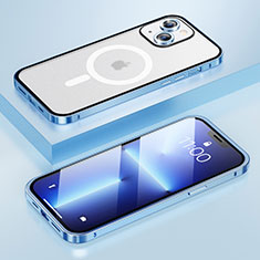 Coque Bumper Luxe Metal et Plastique Etui Housse avec Mag-Safe Magnetic Magnetique LF1 pour Apple iPhone 14 Bleu