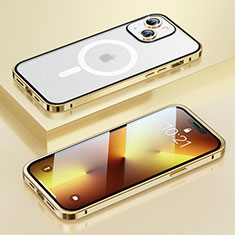 Coque Bumper Luxe Metal et Plastique Etui Housse avec Mag-Safe Magnetic Magnetique LF1 pour Apple iPhone 14 Or