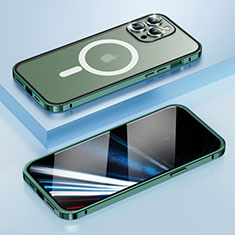Coque Bumper Luxe Metal et Plastique Etui Housse avec Mag-Safe Magnetic Magnetique LF1 pour Apple iPhone 14 Pro Vert