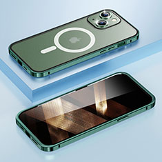 Coque Bumper Luxe Metal et Plastique Etui Housse avec Mag-Safe Magnetic Magnetique LF1 pour Apple iPhone 15 Plus Vert