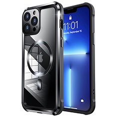 Coque Bumper Luxe Metal et Plastique Etui Housse avec Mag-Safe Magnetic Magnetique LF2 pour Apple iPhone 13 Pro Max Noir