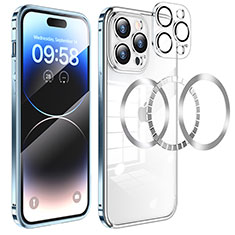 Coque Bumper Luxe Metal et Plastique Etui Housse avec Mag-Safe Magnetic Magnetique LF3 pour Apple iPhone 15 Pro Bleu