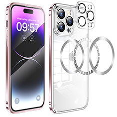 Coque Bumper Luxe Metal et Plastique Etui Housse avec Mag-Safe Magnetic Magnetique LF3 pour Apple iPhone 15 Pro Or Rose