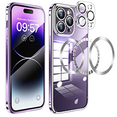 Coque Bumper Luxe Metal et Plastique Etui Housse avec Mag-Safe Magnetic Magnetique LF3 pour Apple iPhone 15 Pro Violet