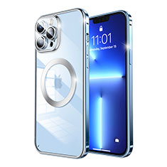 Coque Bumper Luxe Metal et Plastique Etui Housse avec Mag-Safe Magnetic Magnetique LF5 pour Apple iPhone 13 Pro Bleu