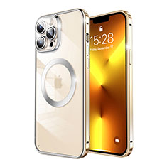 Coque Bumper Luxe Metal et Plastique Etui Housse avec Mag-Safe Magnetic Magnetique LF5 pour Apple iPhone 13 Pro Or