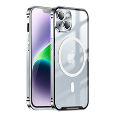 Coque Bumper Luxe Metal et Plastique Etui Housse avec Mag-Safe Magnetic Magnetique LK1 pour Apple iPhone 14 Plus Argent