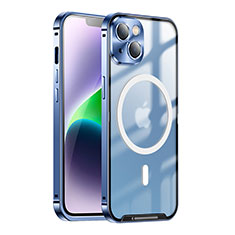 Coque Bumper Luxe Metal et Plastique Etui Housse avec Mag-Safe Magnetic Magnetique LK1 pour Apple iPhone 14 Plus Bleu