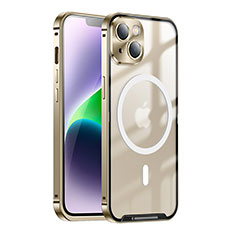 Coque Bumper Luxe Metal et Plastique Etui Housse avec Mag-Safe Magnetic Magnetique LK1 pour Apple iPhone 14 Plus Or
