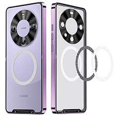 Coque Bumper Luxe Metal et Plastique Etui Housse avec Mag-Safe Magnetic Magnetique LK1 pour Huawei Mate 60 Pro+ Plus Violet