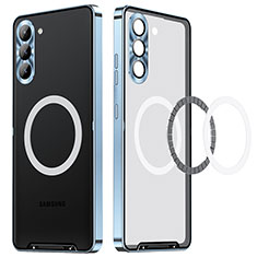 Coque Bumper Luxe Metal et Plastique Etui Housse avec Mag-Safe Magnetic Magnetique LK1 pour Samsung Galaxy S22 5G Bleu