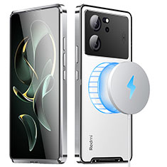 Coque Bumper Luxe Metal et Plastique Etui Housse avec Mag-Safe Magnetic Magnetique LK1 pour Xiaomi Mi 13T 5G Argent